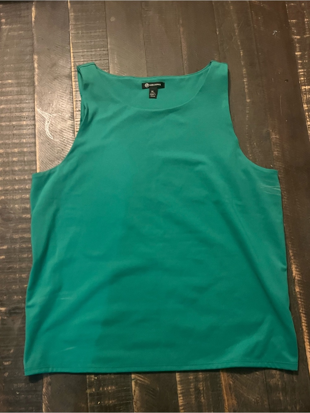 Versona Emerald Green Double Lined Crewneck Sleeveless Cropped Tank Top
